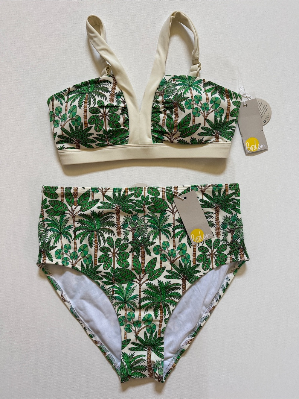 Boden Tropical Palm High-Waist Bikini